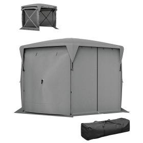 11 x 11ft Pop Up Gazebo Screen Tent with Removable Roof Cover, Roll-up Wind Panels for Camping, Backyard, Dark Gray