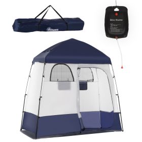Changing Room, Portable, 2-Room Privacy Tent with Shower Bag & Floor, Blue