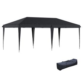 10x20 Pop Up Canopy, Outdoor Party Tent, Steel Frame, Black, with Carry Bag for BBQ & Events