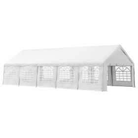 Heavy Duty Carport Canopy 32x16ft Party/Wedding Tent White with Removable Sidewalls Outdoor