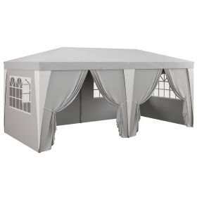 Large Open-Air 20x10 Canopy with Mesh Siding Adjustable Height Instant Setup in Gray for Outdoor Parties and Gatherings