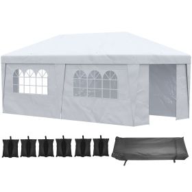 10x20 Pop Up Canopy, Sidewalls, Double Doors, Wheeled Bag, White