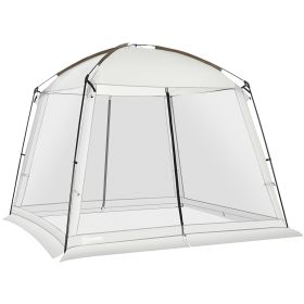 10'x10' Mesh Tent w/ 2 Doors Carry Bag and Breathable Walls, UV50+ Protection Screen House, Easy Setup and Pack, White