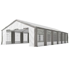 20' x 40' Heavy-duty Large Wedding Tent, Outdoor Carport Garage Party Tent, Patio Gazebo Canopy with Sidewall, Gray