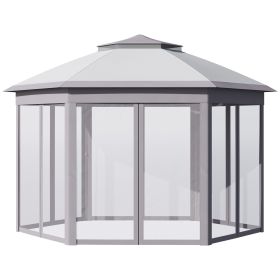 11' x 13' Pop Up Gazebo Canopy Tent with Zippered Mesh Sidewalls and Carrying Bag, Event Tent Shelter for Patio Garden Backyard, Gray